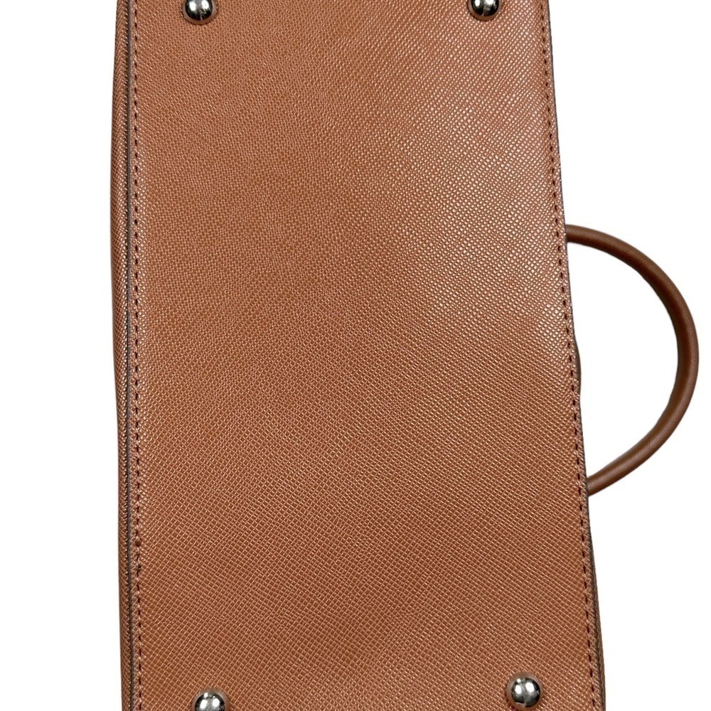 Mondani Rita Tote Satchel Brown Faux Saffiano Leather Handbag Purse - Picture 3 of 8